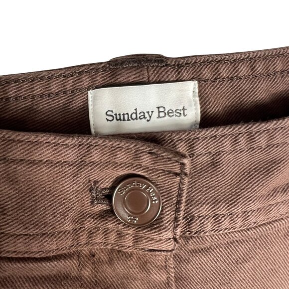 Aritzia Sunday Best Oscar Carpenter Pants Cargo Jeans in Cognac Brown Size 2 - Picture 5 of 12